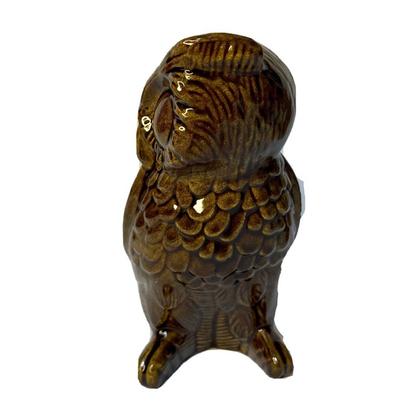 Vintage Mid Century Modern Owl Collection Figurines Set Three Brown & Yellow - Picture 3 of 16